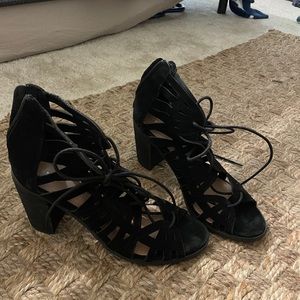 black lace up heels